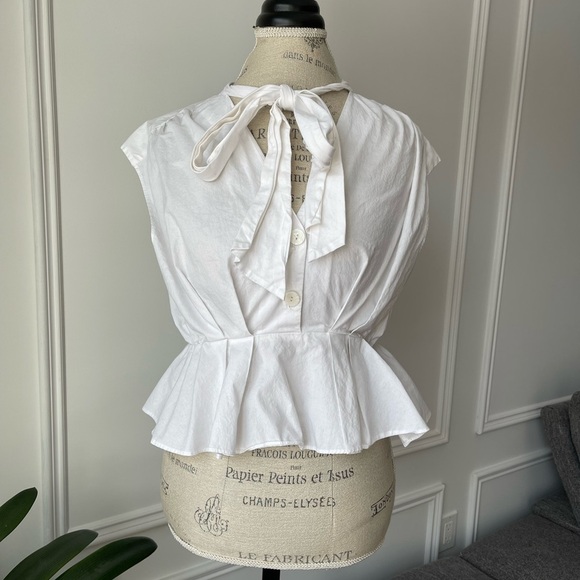 Zara White Ruffled Sleeveless Top - Picture 1 of 8